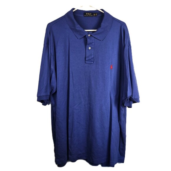 Polo Ralph Lauren Mens Golf Shirt 2XLT Royal Blue Short Sleeve Red Pony Logo - Picture 1 of 6